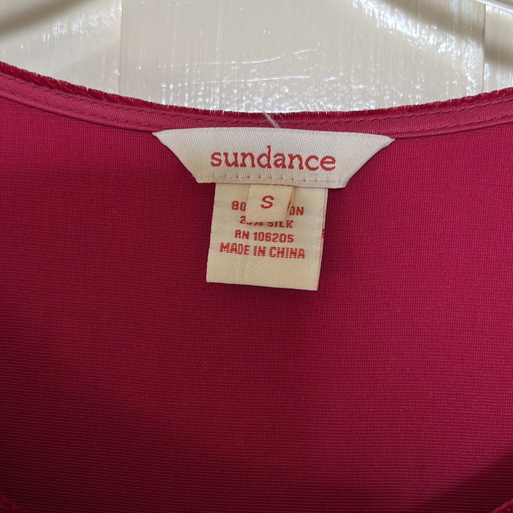 Ruby Colored Velvet Blouse With Large Ruffle At H… - image 2